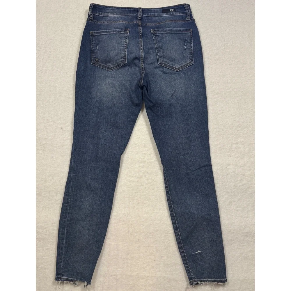 Kut from the Kloth Donna High Rise Ankle Skinny Jeans Blue‎ Distressed Raw Hem 4